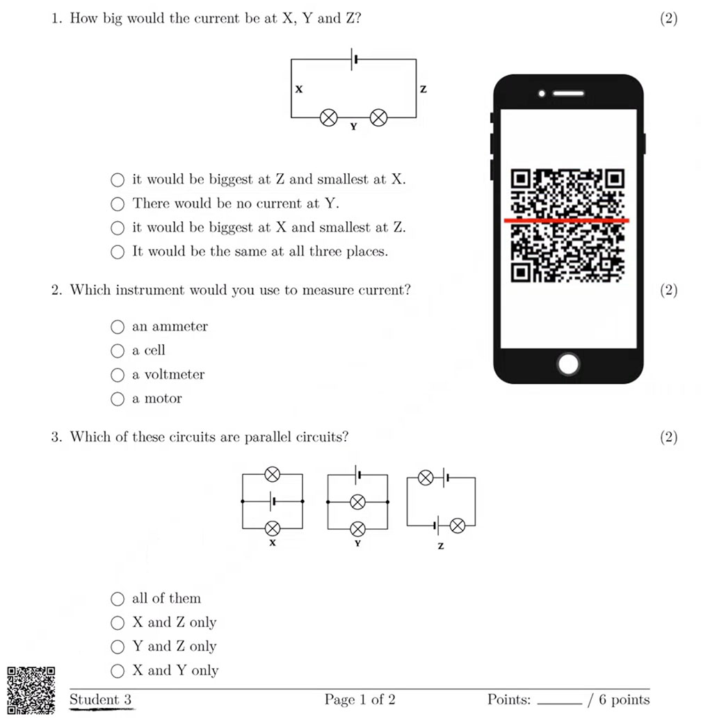 Scan a QR Code from a student copy